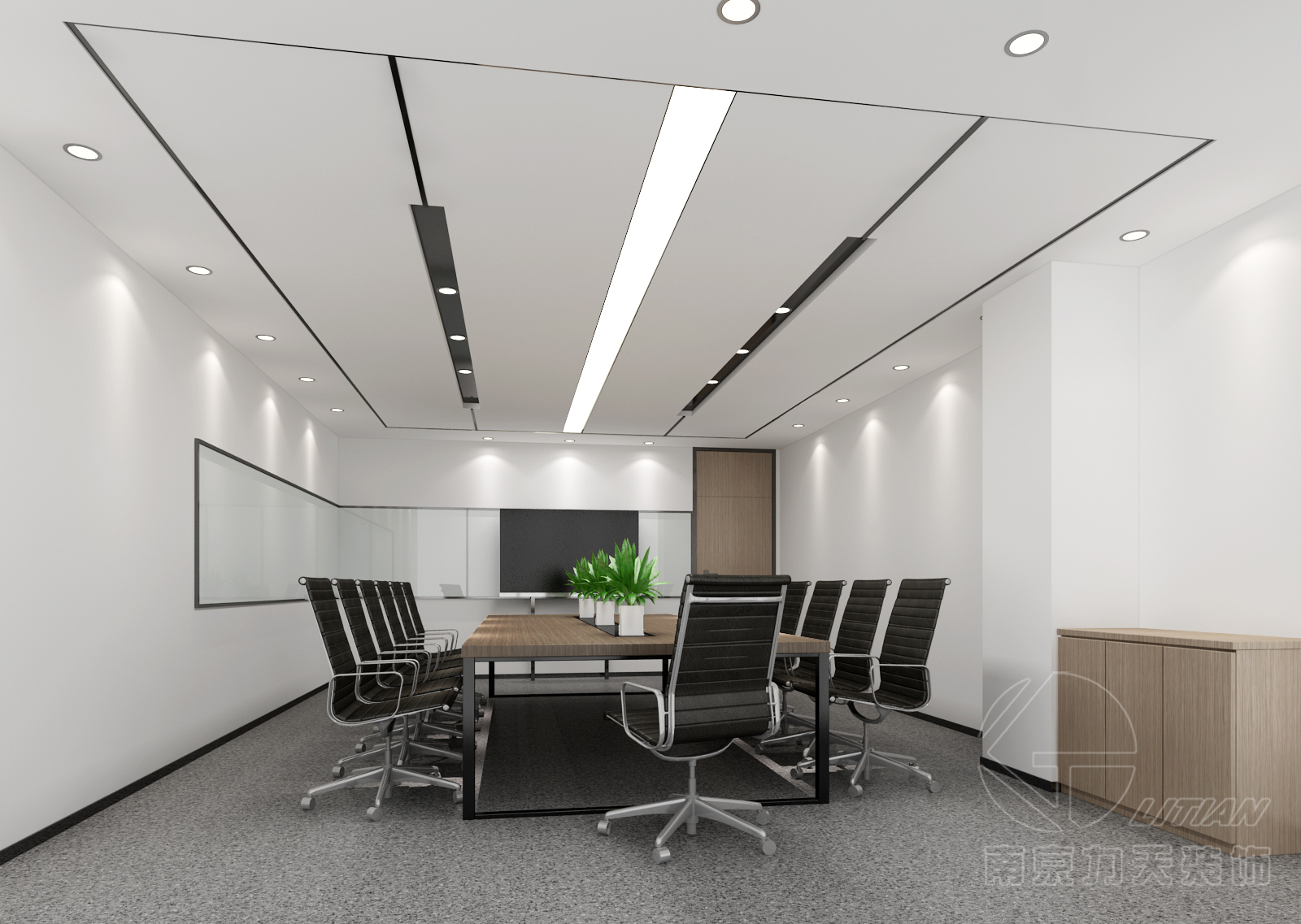 最新大型会议室吊顶装修效果图_装信通网效果图